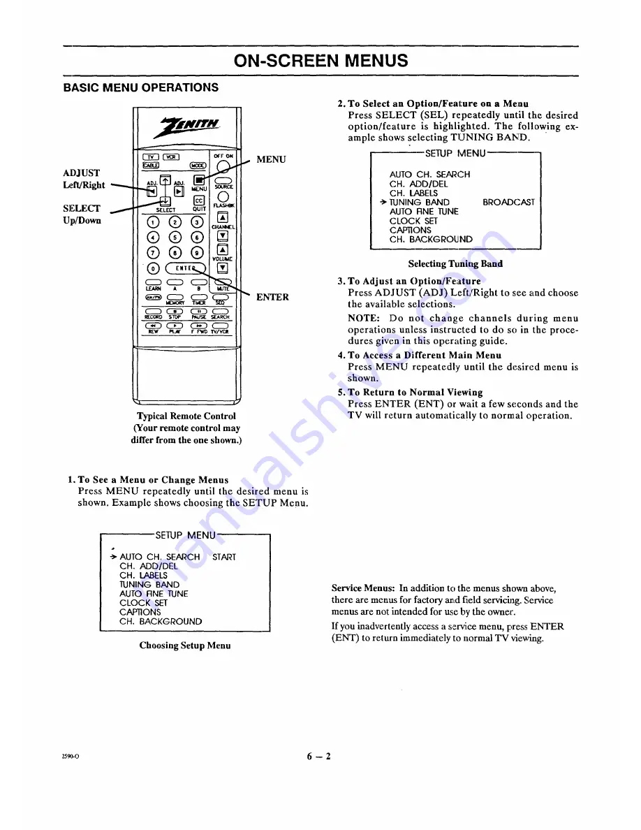 Zenith SENTRY 2 SLS9550S Operating Manual & Warranty Download Page 18