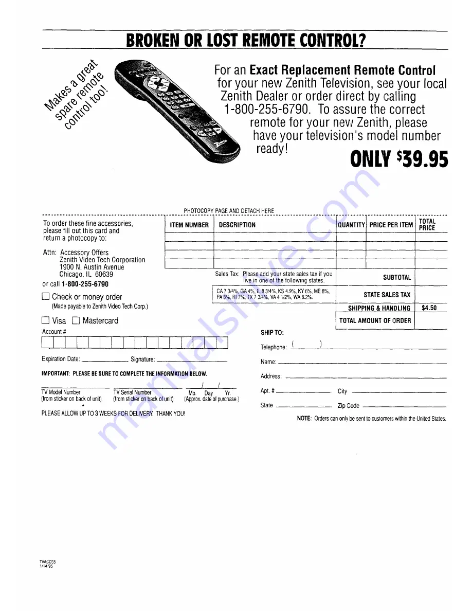 Zenith SENTRY 2 SR1941 Operating Manual & Warranty Download Page 21