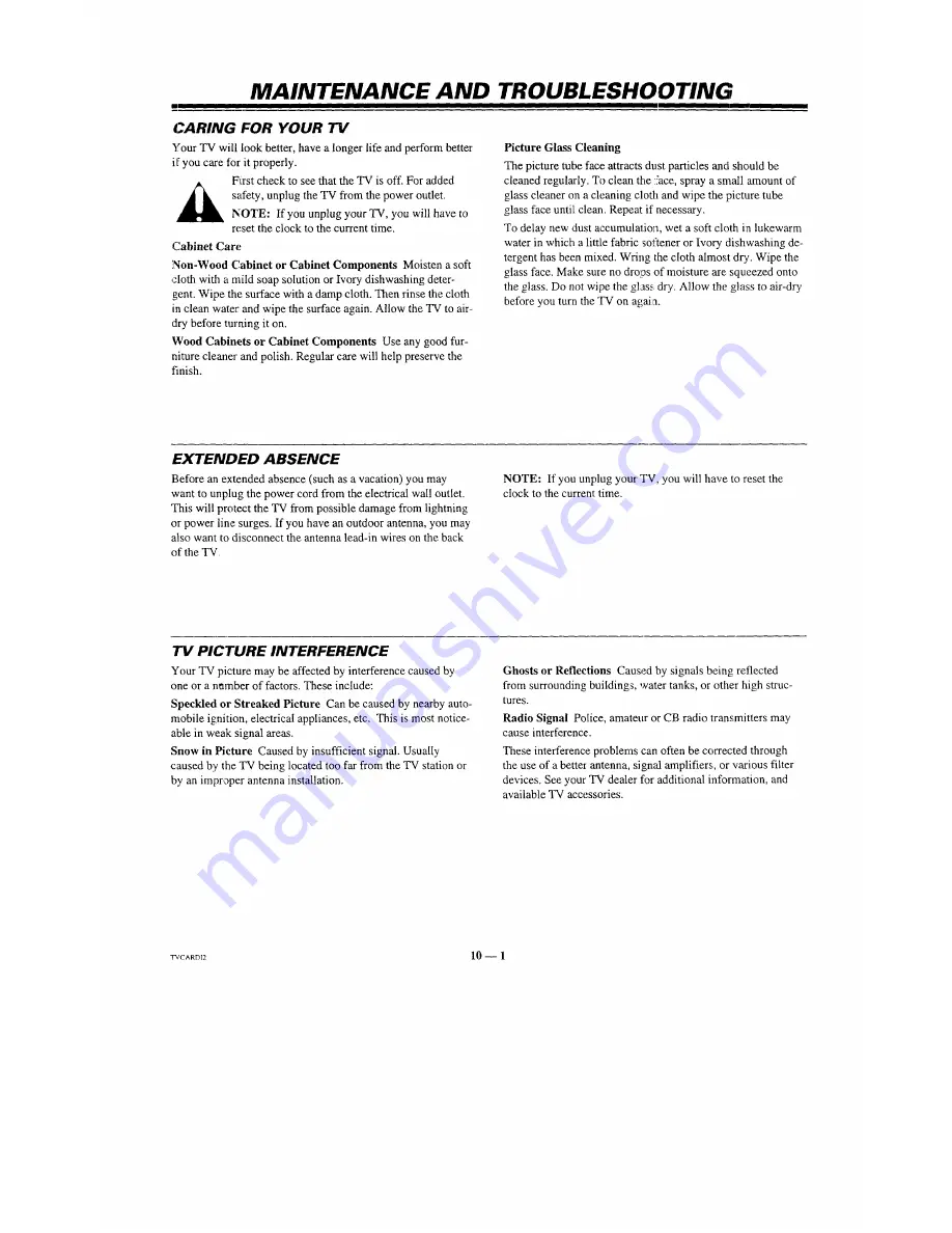 Zenith SENTRY 2 SY2551 Operating Manual & Warranty Download Page 17