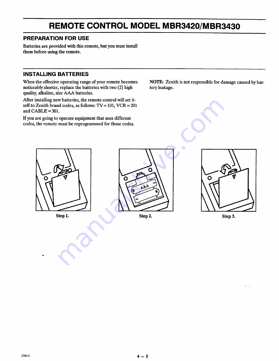 Zenith SYSTEM 3 Series Operating Manual & Warranty Download Page 17