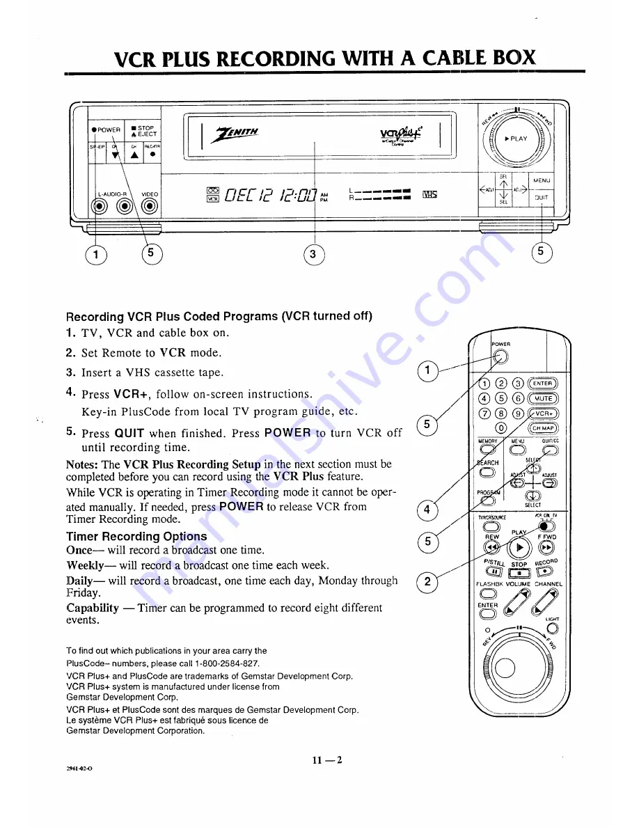 Zenith VR4285HF Operating Manual & Warranty Download Page 29