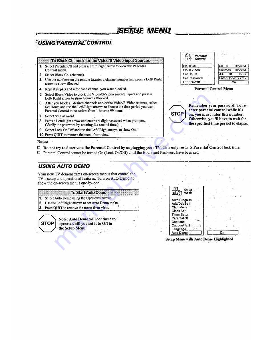 Zenith Z27H96 Operating Manual & Warranty Download Page 16