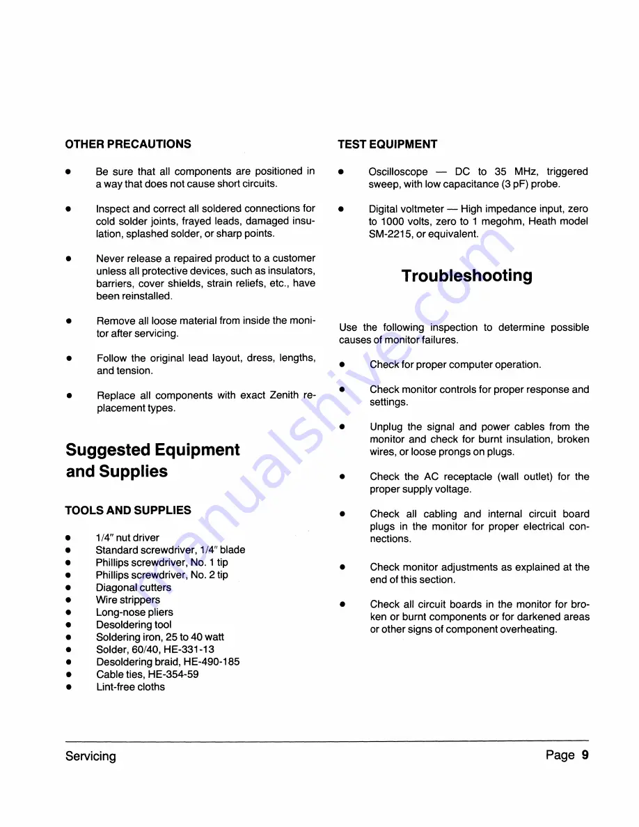 Zenith ZVM-1240 Service Manual Download Page 13