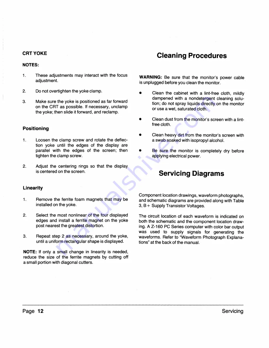 Zenith ZVM-1240 Service Manual Download Page 16