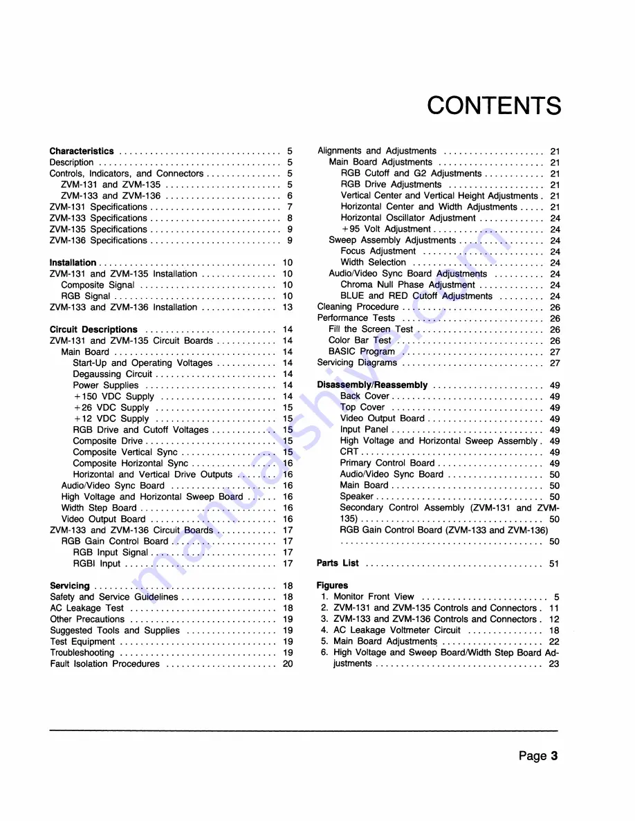 Zenith ZVM-131 Service Manual Download Page 3