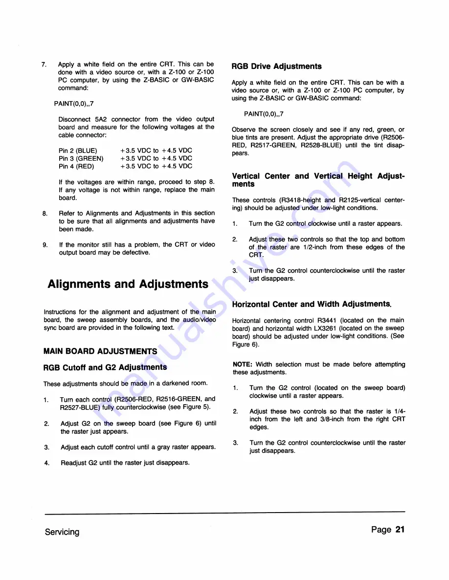 Zenith ZVM-131 Service Manual Download Page 21