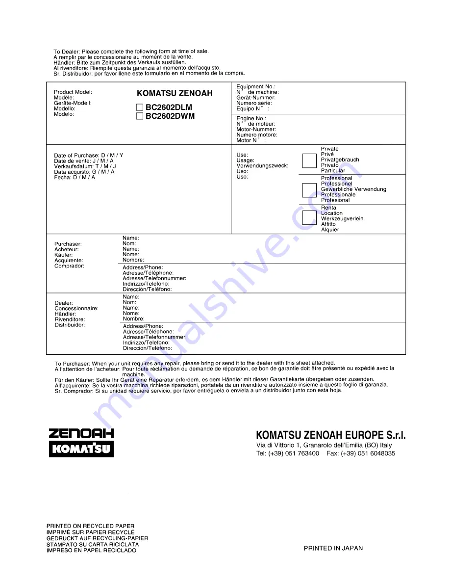 Zenoah BC2602DLM Operator'S Manual Download Page 60