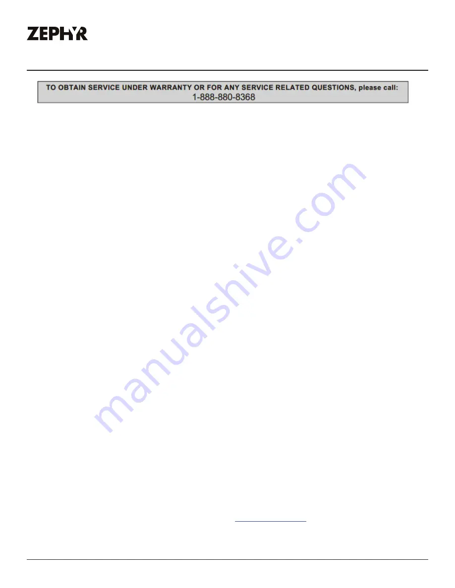 Zephyr Monsoon II Use, Care And Installation Manual Download Page 35