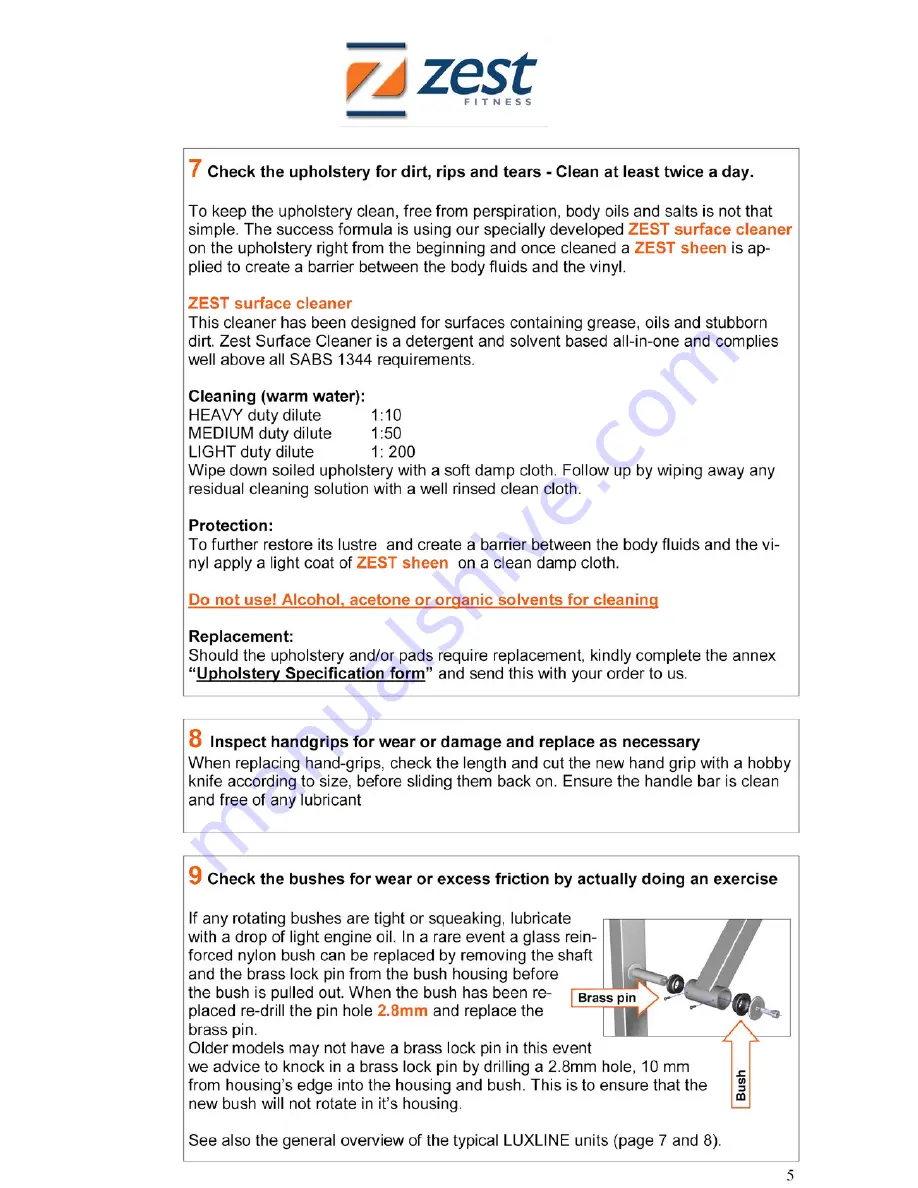 Zest luxline Service Maintenance Manual Download Page 5