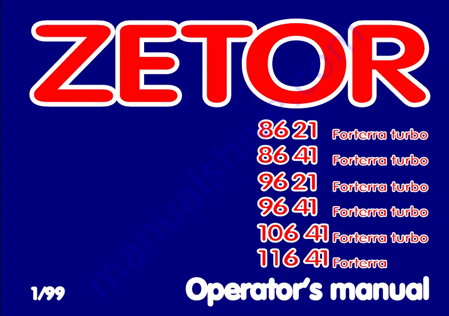 Zetor 10641 Forterra turbo Operator'S Manual Download Page 1