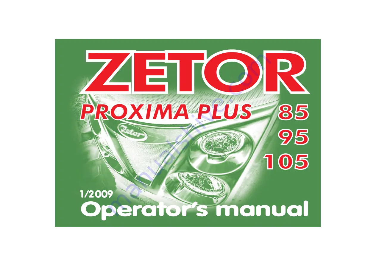 Zetor Proxima Plus 85 Operator'S Manual Download Page 1