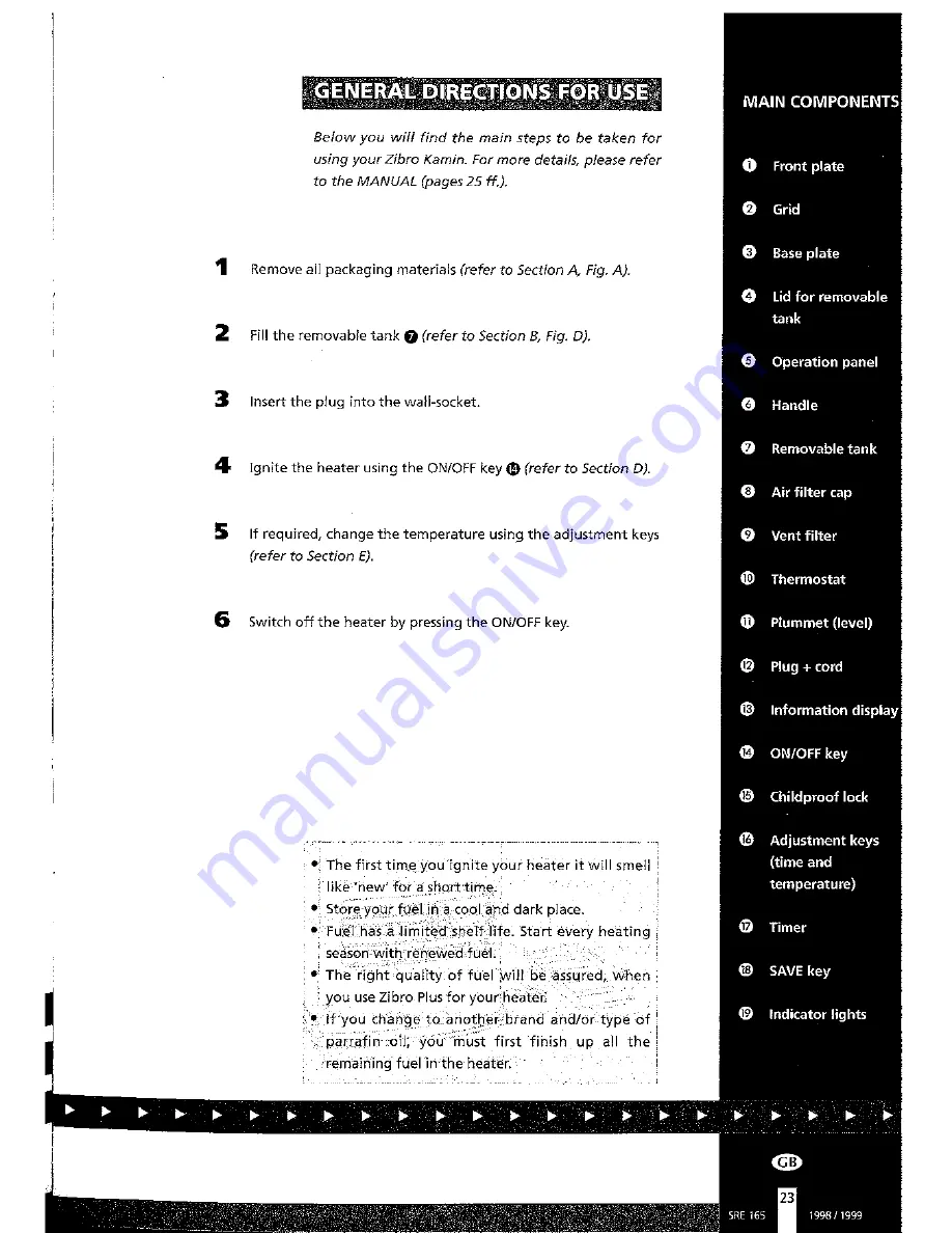 Zibro Kamin SRE 165 Operating Manual Download Page 3