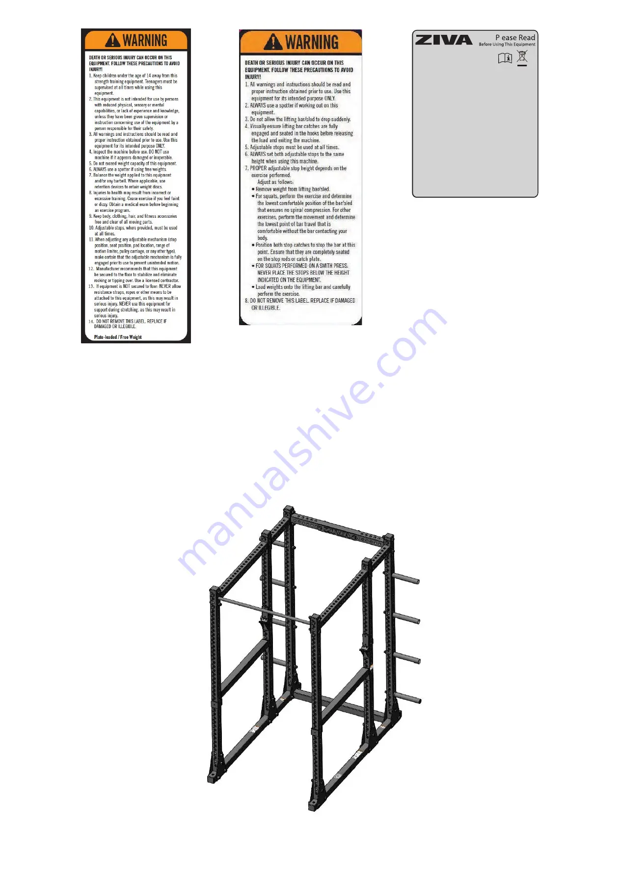 ziva XP POWER RACK W STORAGE User Manual Download Page 3