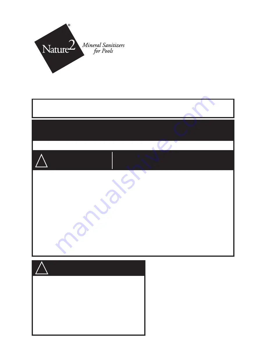 Zodiac Pool Systems Nature2 CF Owner'S Manual Download Page 1