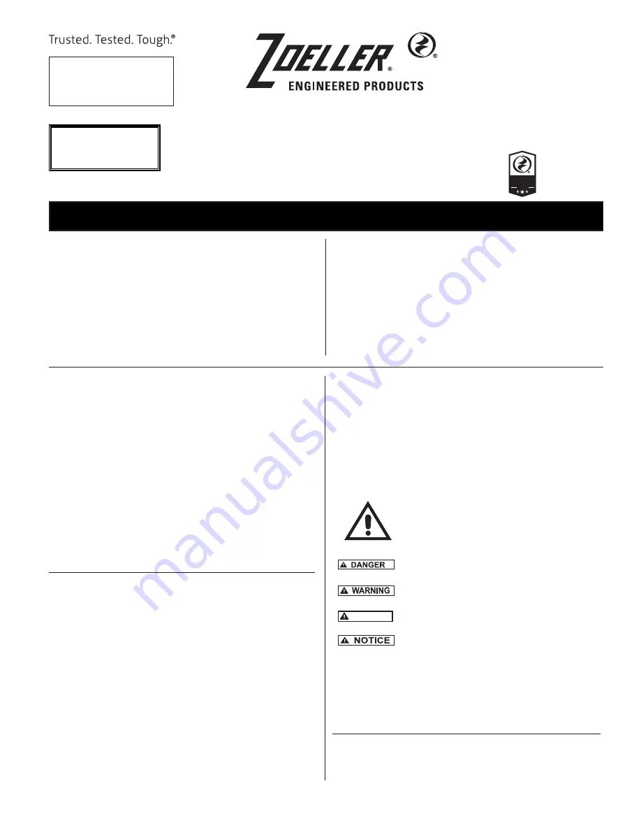 Zoeller 71 HD Series Owner'S Manual Download Page 1