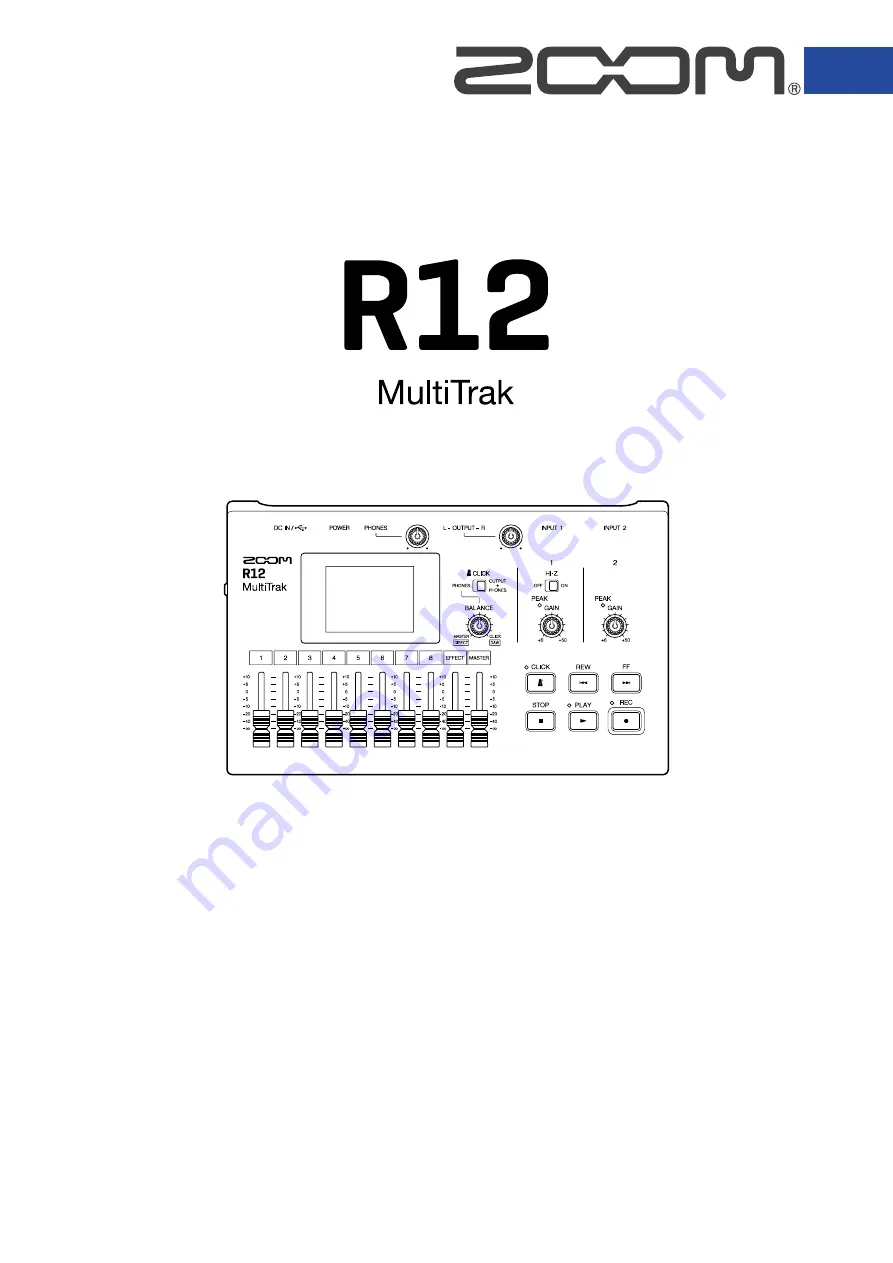 Zoom MultiTrak R12 Скачать руководство пользователя страница 1