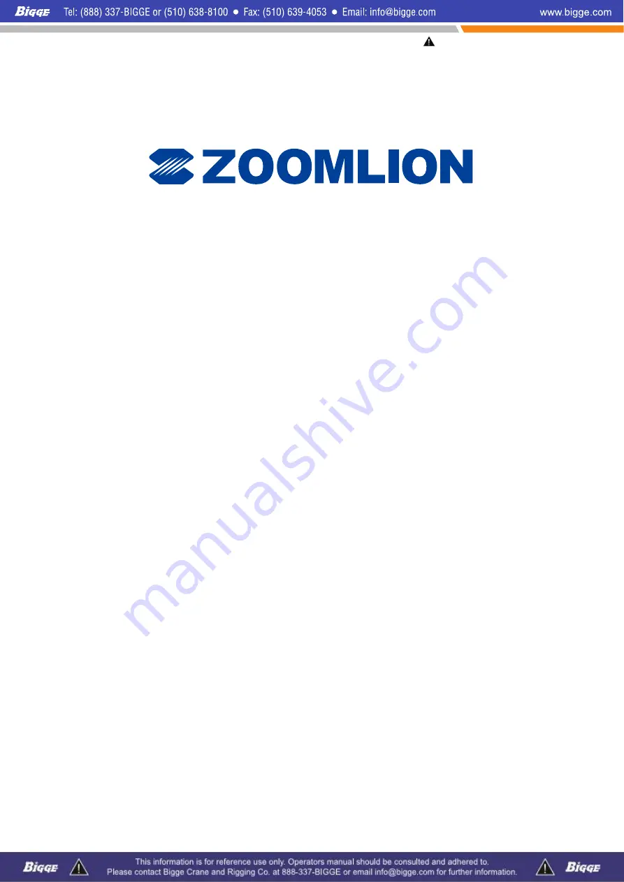 Zoomlion ZCC1100 Operator'S Manual Download Page 3