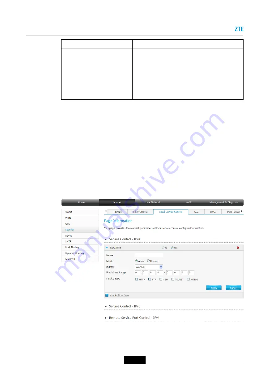 Zte ZXHN H267N Management Manual Download Page 42