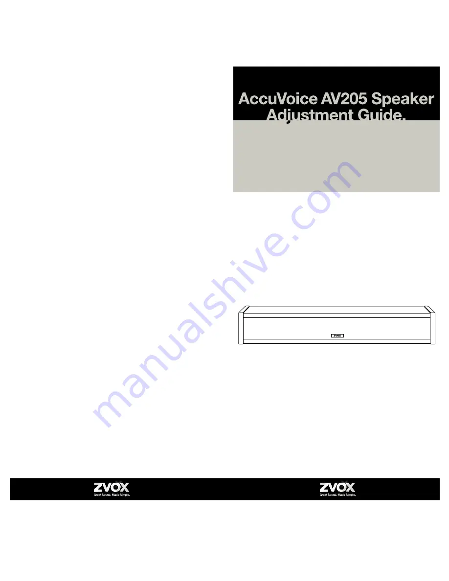 Zvox Audio AccuVoice AV205 Adjustment Manual Download Page 1