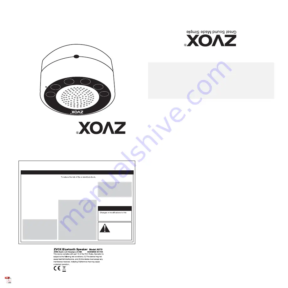 Zvox Audio AV70 User Manual Download Page 1