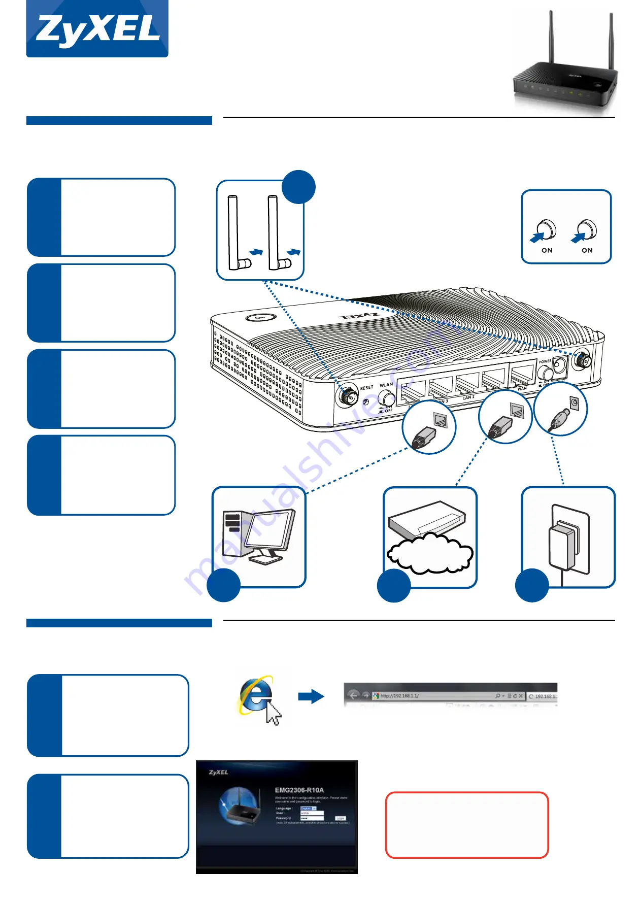 ZyXEL Communications EMG2306-R10A Quick Start Manual Download Page 1