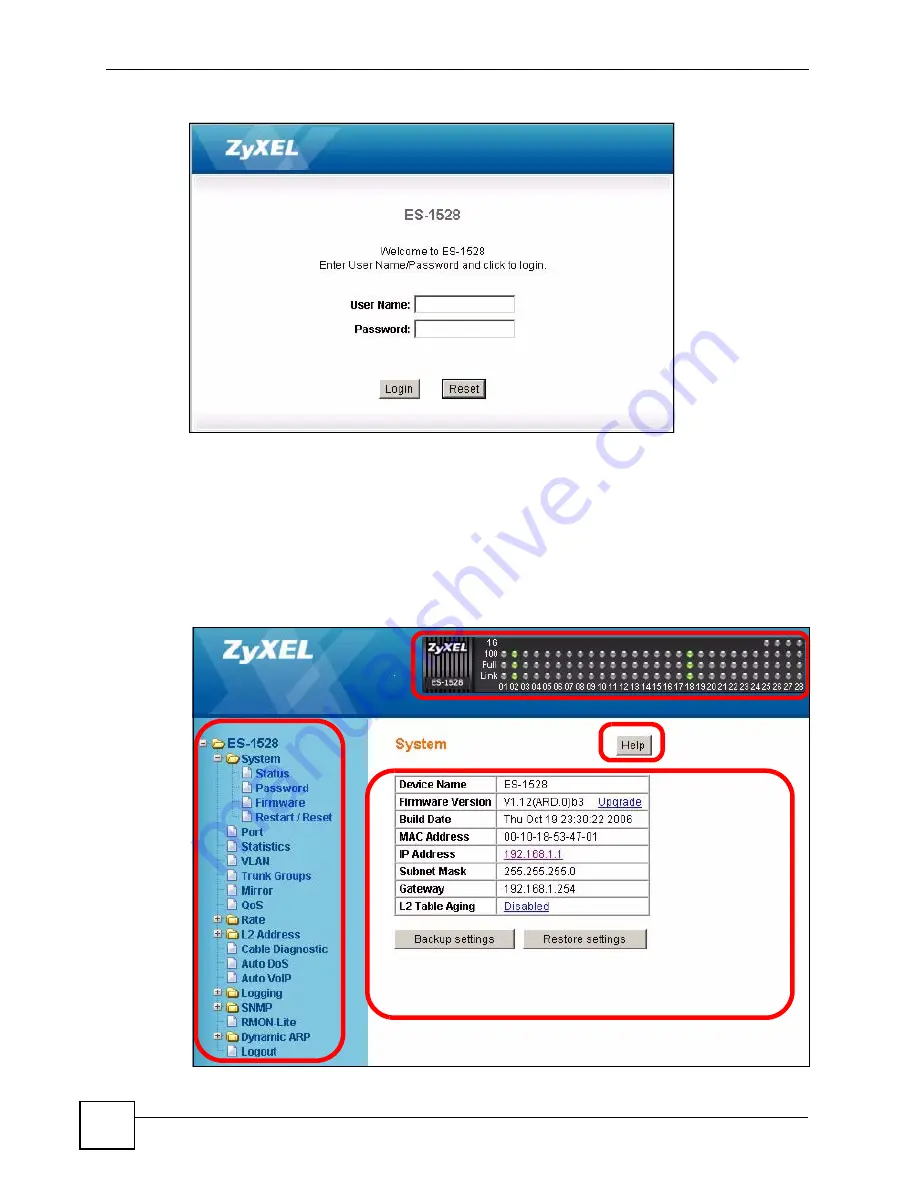 ZyXEL Communications ES-1528 - V1.12 User Manual Download Page 44