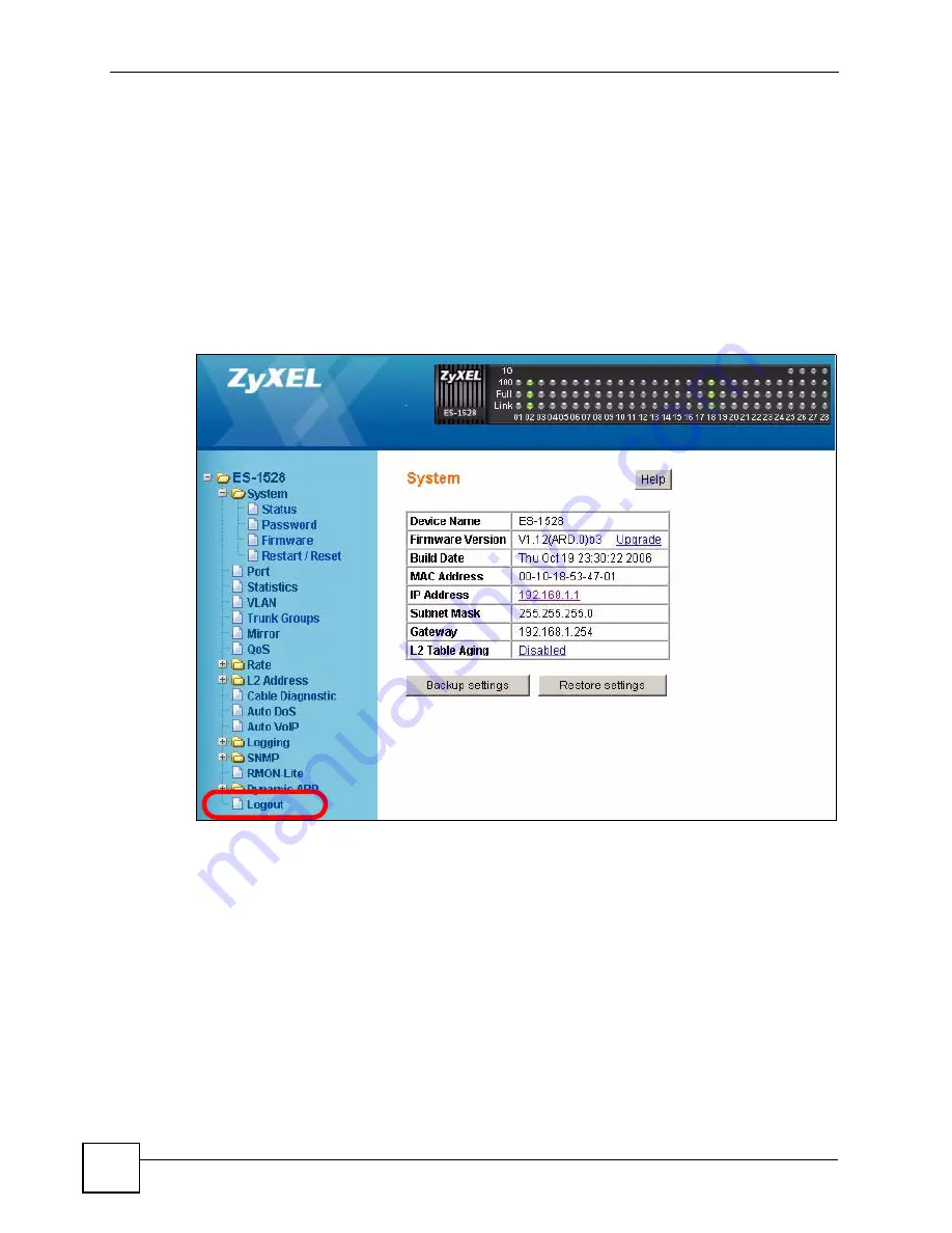 ZyXEL Communications ES-1528 - V1.12 User Manual Download Page 48