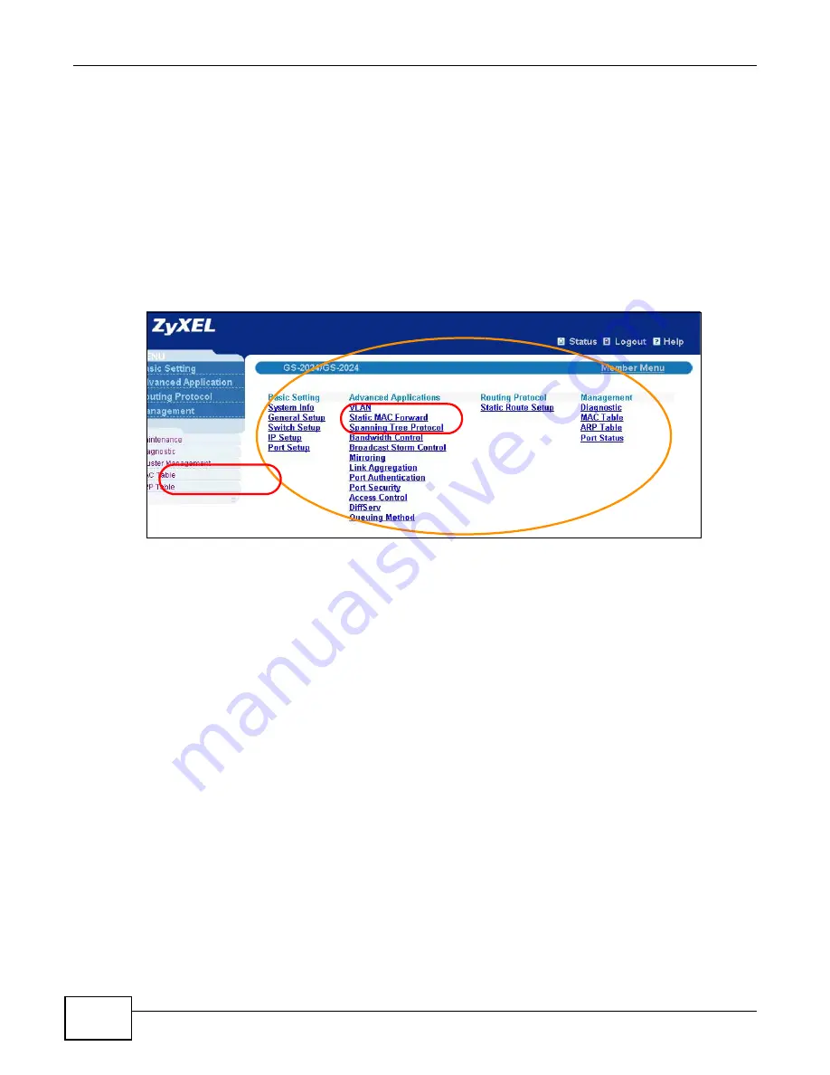 ZyXEL Communications GS2200 Series Скачать руководство пользователя страница 288